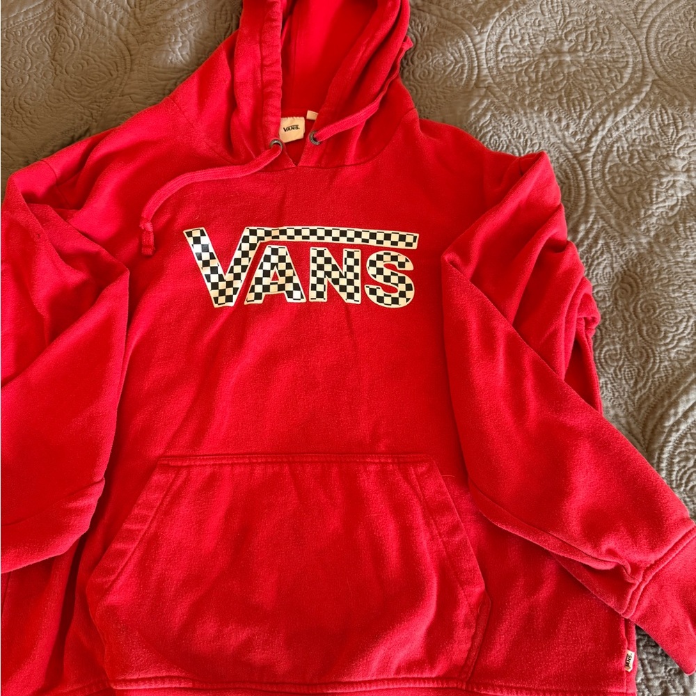 Vans Red Hoodie with Checkered Logo